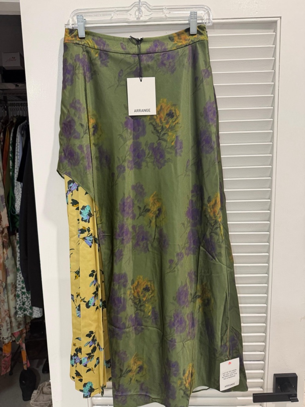 ARRANGE Olive & Yellow Floral Asymmetric Midi Skirt